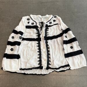 Vintage Y2k Free People Boho Fairy Whimsical White Black Longsleeve Small